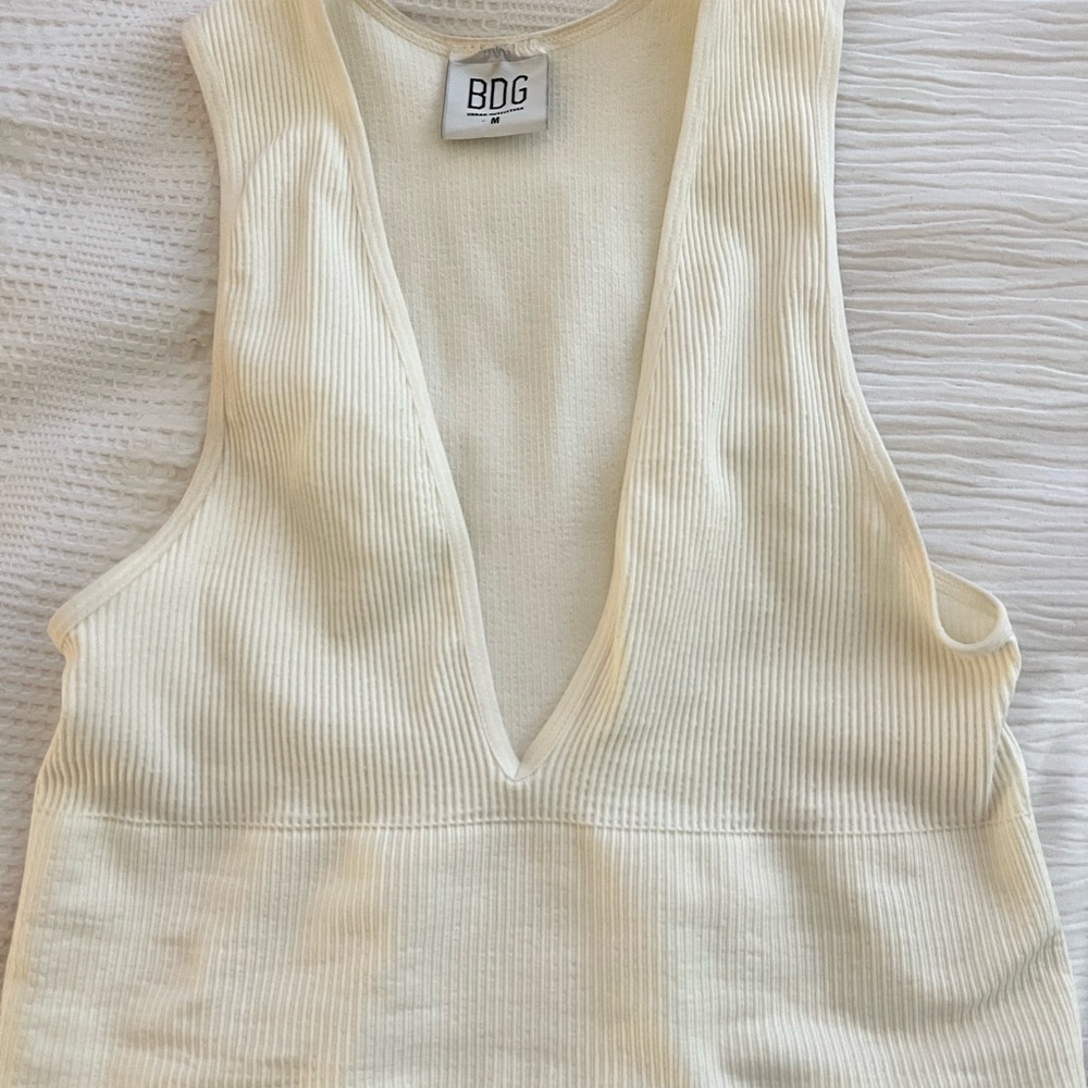 BDG Ivory Ribbed Tank Top